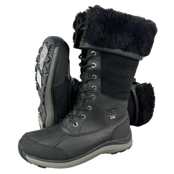UGG Adirondack III Tall Leather Wateproof Suede Leather Boots Black Sz 8.5 NWT - Picture 6 of 8